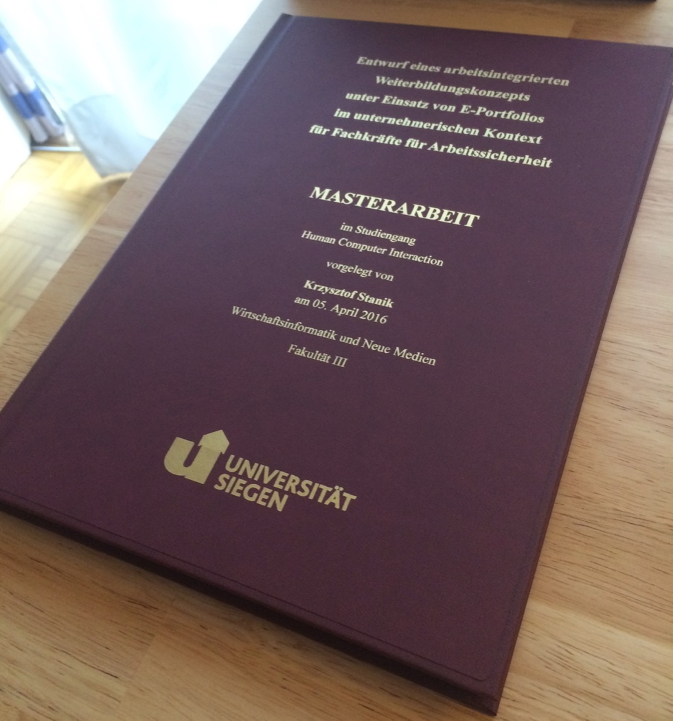 Masterarbeit von Krzysztof Stanik im Studiengang Human Computer Interaction, Universität Siegen 2016